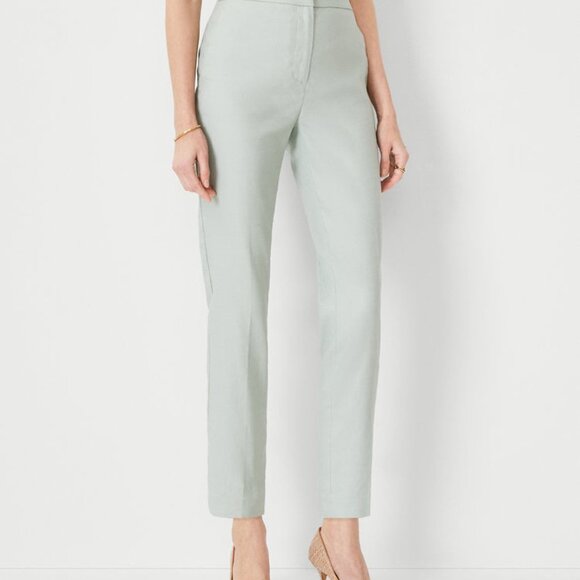 Ann Taylor Petite Linen Blend 2-piece Pant Suit in Aqua Grey NWT - Picture 4 of 7